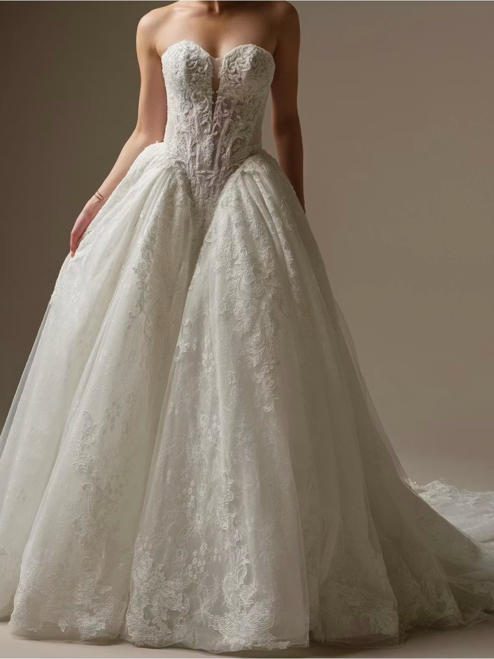 Sottero and Midgley Ivory Strapless Lace Ball Gown unaltered and like new size 4